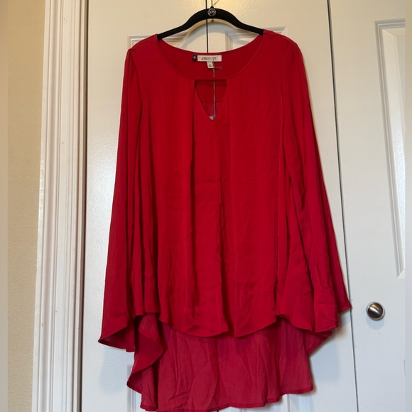 Jennifer Lopez Tops - Plus 0X Red Flowy Blouse Dressy Date Night Party Top NWT Glam